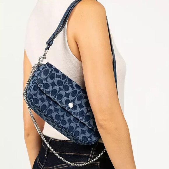 NWT ✅ COACH Brook Flap Chain Bag In Signature Denim #CAT60 ⭐ NWT - Picture 9 of 17